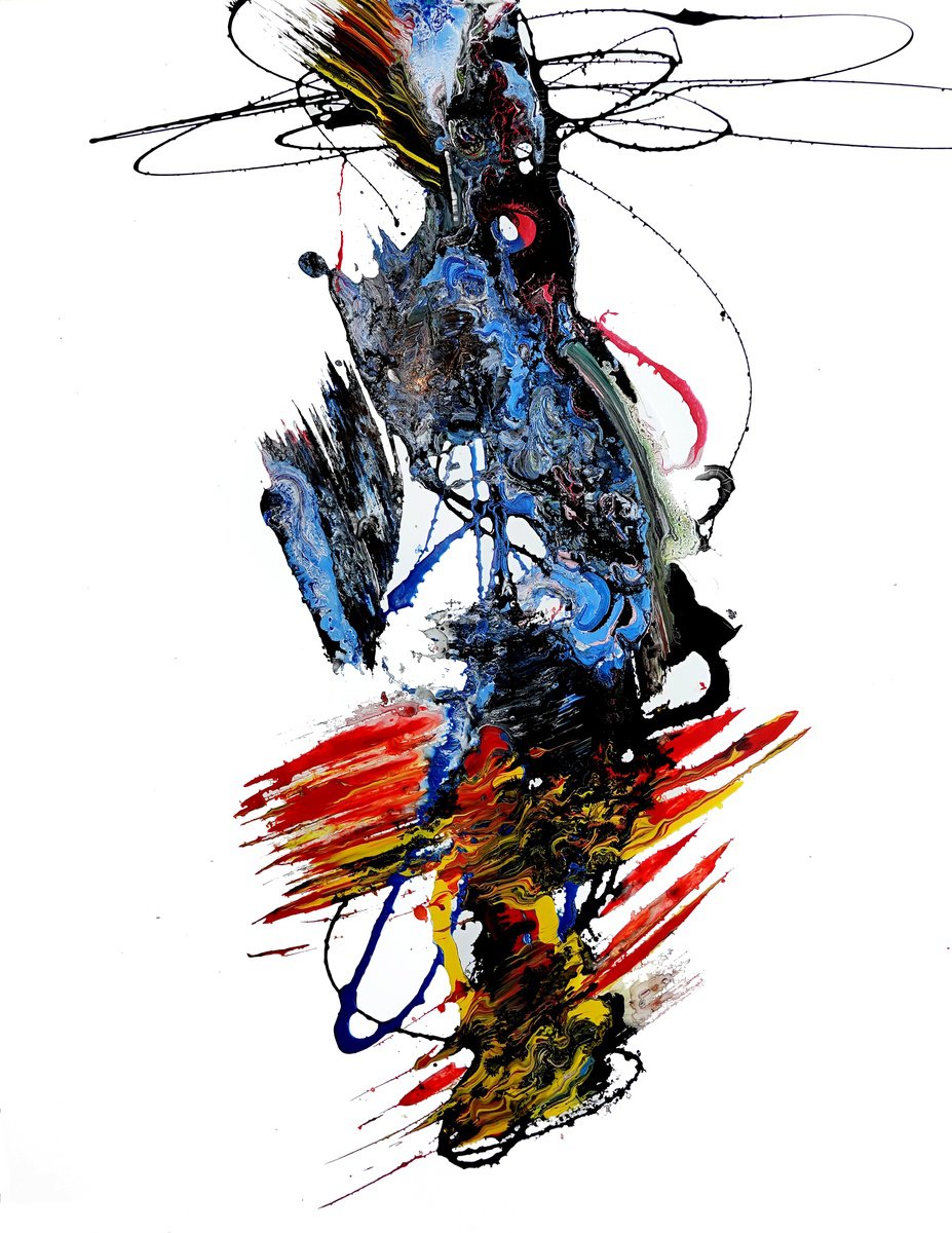 Expressive Abstract Acrylic Painting By Newel Hunter, 20 X 26", Recovery Mode, Original Artwork