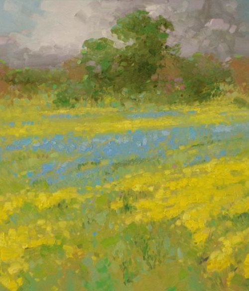 Field of Flowers Handmade oil painting One of a kind Large Size by Vahe Yeremyan