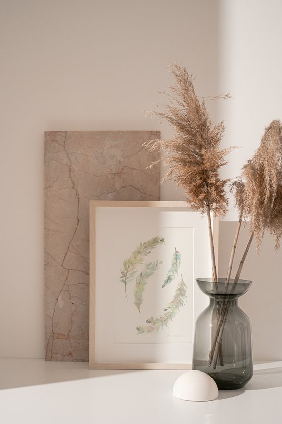 Tender green boho dried pampas grass