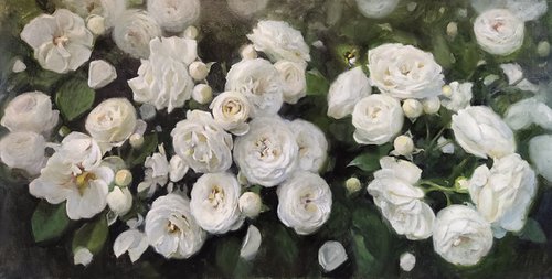White Roses And Bumblebee by HELINDA (Olga Müller)