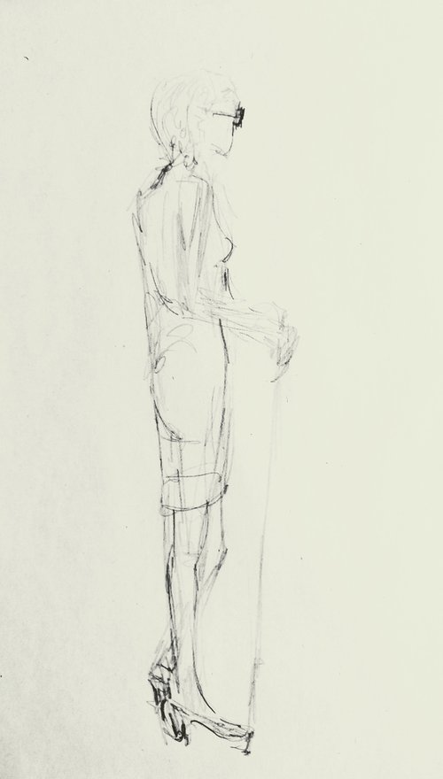 Sketch "Transparent". Original pencil drawing on beige paper by Yury Klyan