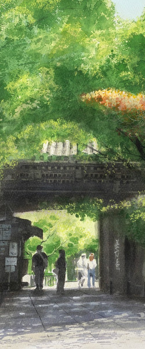 The greenery covering the temple gate by Masato Watanabe