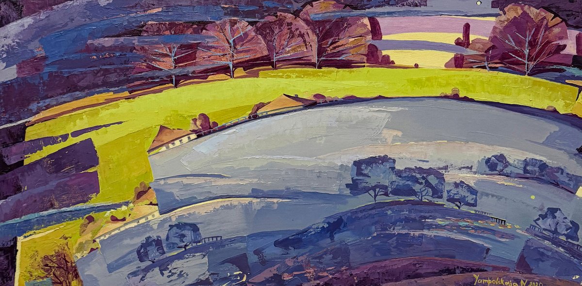 Oil Painting , Through The Fields I By Natalia Yampolskaia, 31 X 16, Artwork For Sale On Artfinder