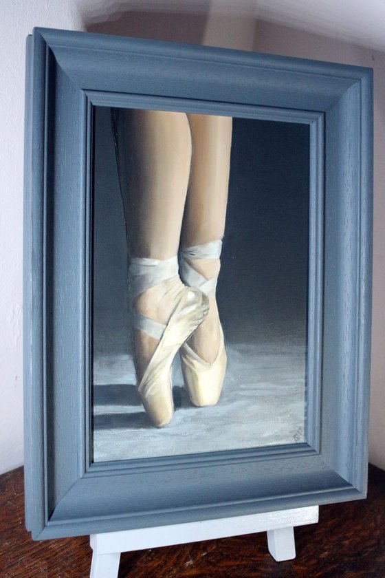 'Pointe' , Ballet Shoes, Ballet Painting, Ballerina, Dance, Framed and Ready to Hang