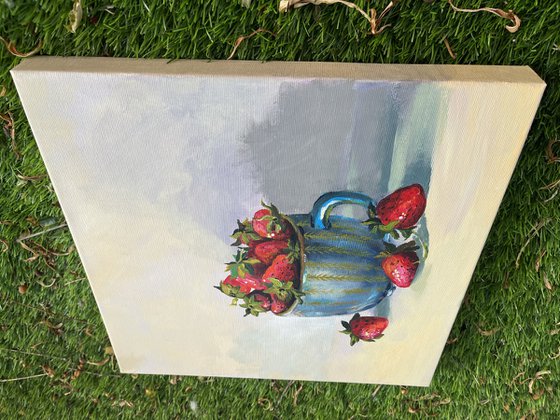Still life with strawberry mug
