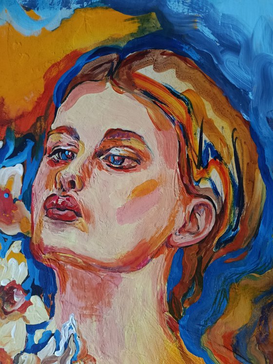 Woman in daffodils