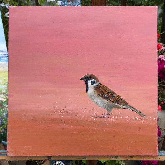 Garden Sparrow on Rose Gold