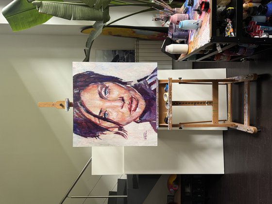 TORN ACRYLIC ON CANVAS 100x100cm