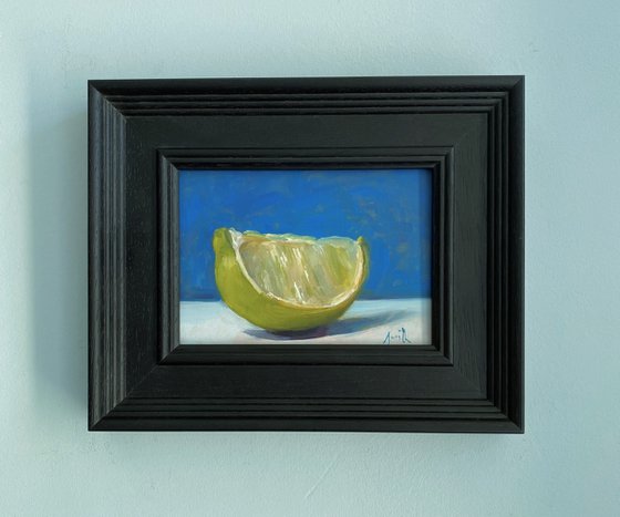 Lime Slice; Original classical still life oil painting.