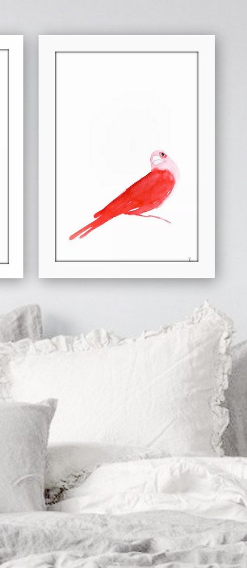 Set of two paintings. Bird. by Nadia Moniatis