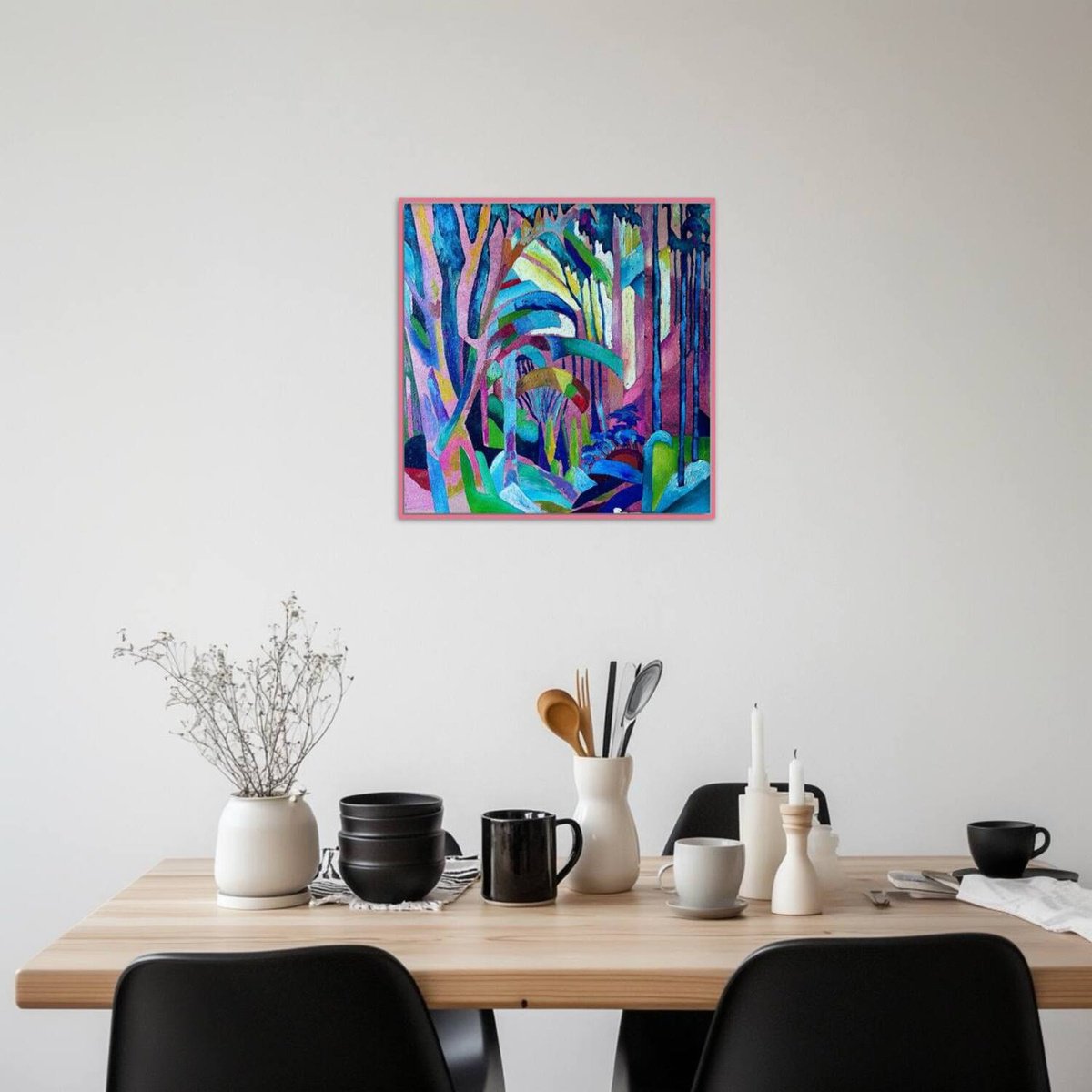 Organic Abstract Oil Painting By Tatiana Fedorovskaya, 20 X 20", Pink Landscape, Original Artwork