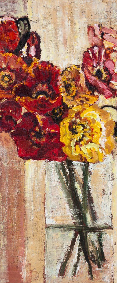 Poppies in a Vase by Liudmila Pisliakova