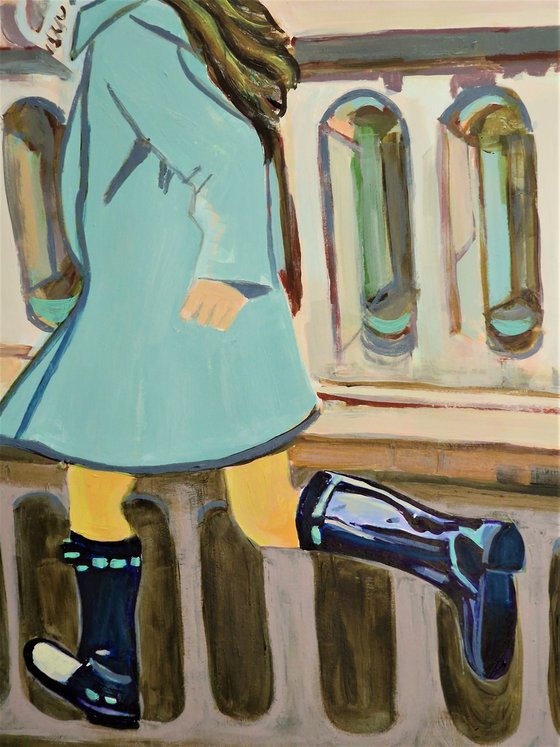 Girl with umbrella / 79,5 x 70 cm