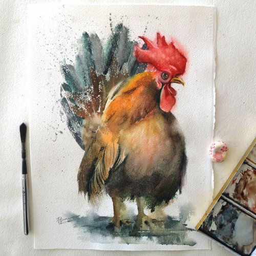 The beautiful Rooster by Olga Shefranov (Tchefranov)