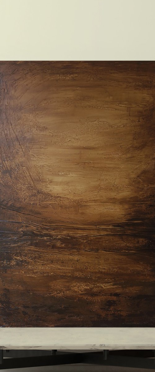 "Rust" Brown black abstract acrylic art by Alex