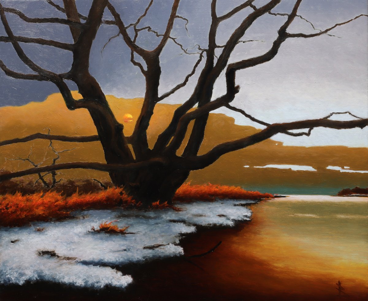 Surrealistic Oil Painting , Fiery Winter By Oleg Baulin, 24 X 20, Artwork For Sale On Artfinder