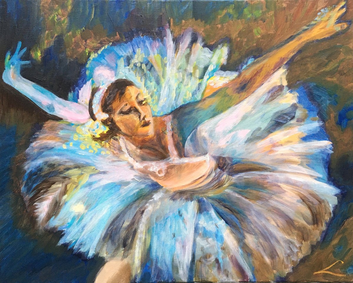 Ballerina in mid -flight by Elena Sokolova