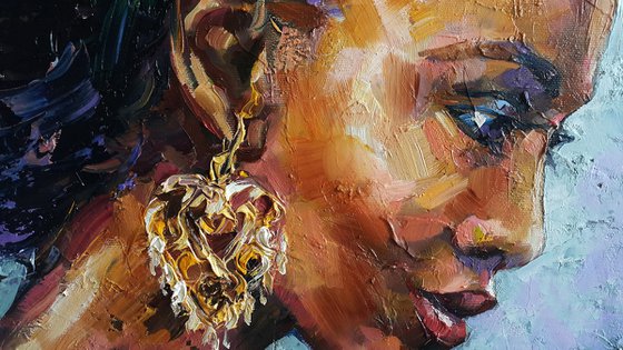 African woman, portrait, painting original