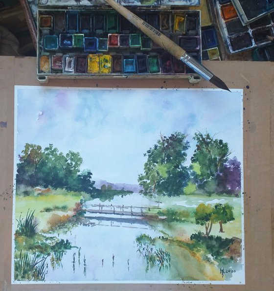 WOODEN BRIDGE 34 x 28.5 cm