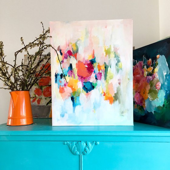 Abstract Colourful Floral Painting Flower Girl