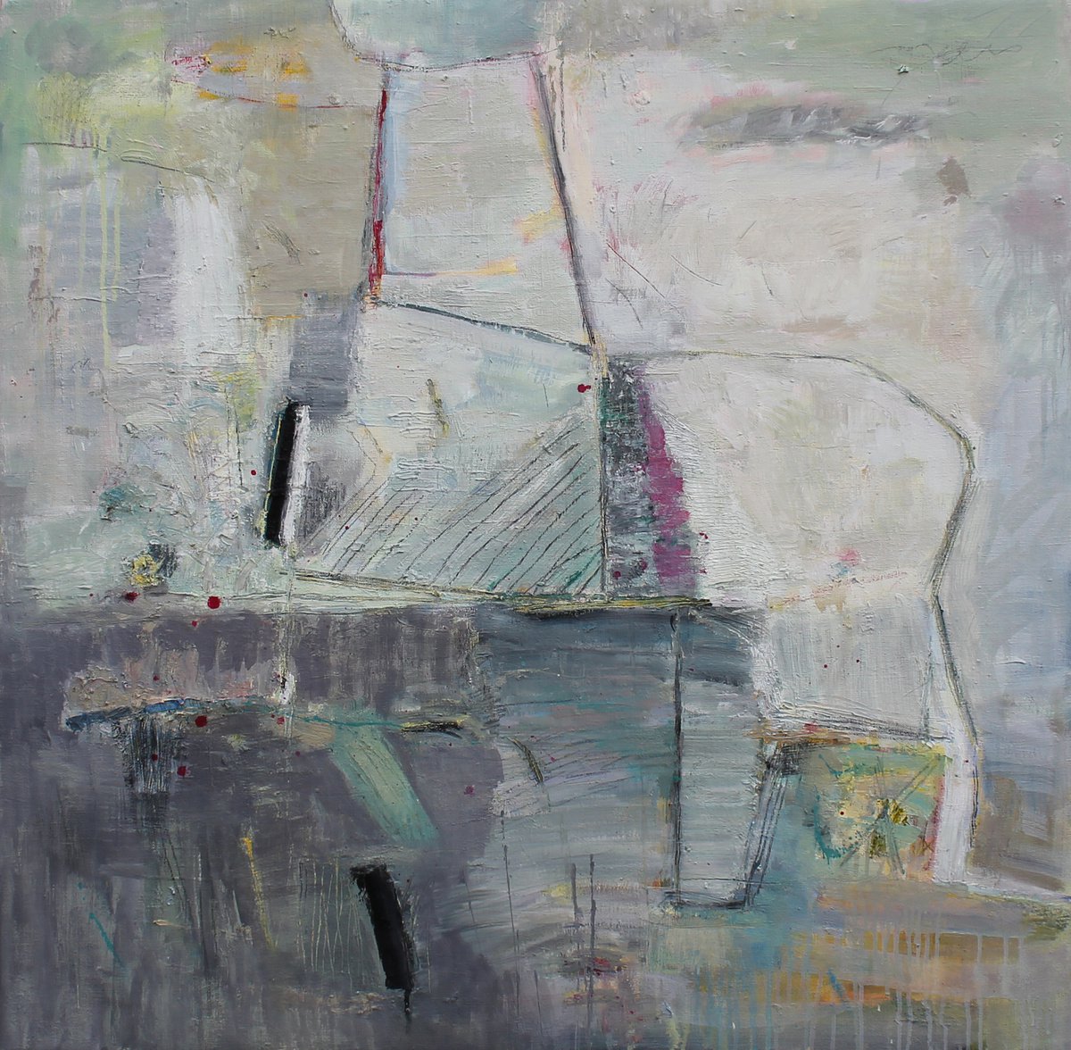 Geometric Abstract Oil Painting By Sergiy Dekalyuk, 37 X 37", Autumn Time, Original Artwork