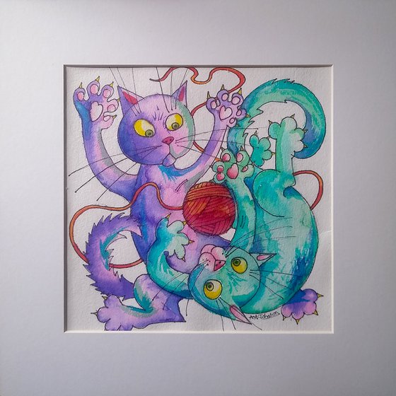 Cat Illustration - 'Rough and Tumble'