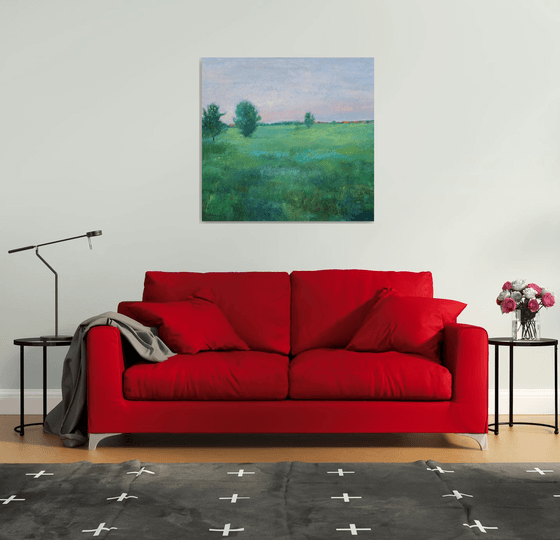 Twilight time. Green field