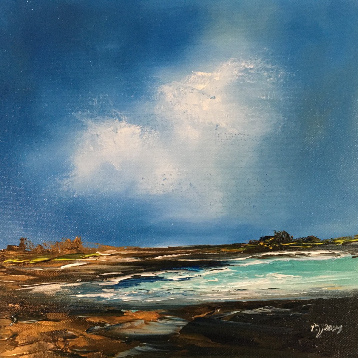 Impressionistic Landscape Oil Painting By Timea Valsami, 12 X 12", Mini Landscape, Original Artwork