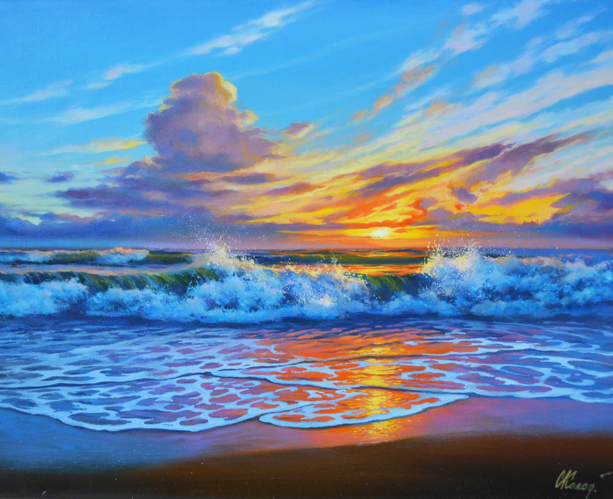 Impressionistic Landscape Oil Painting By Kolodyazhniy Sergey, 20 X 16", The Magic Of The Passing Day, Original Artwork