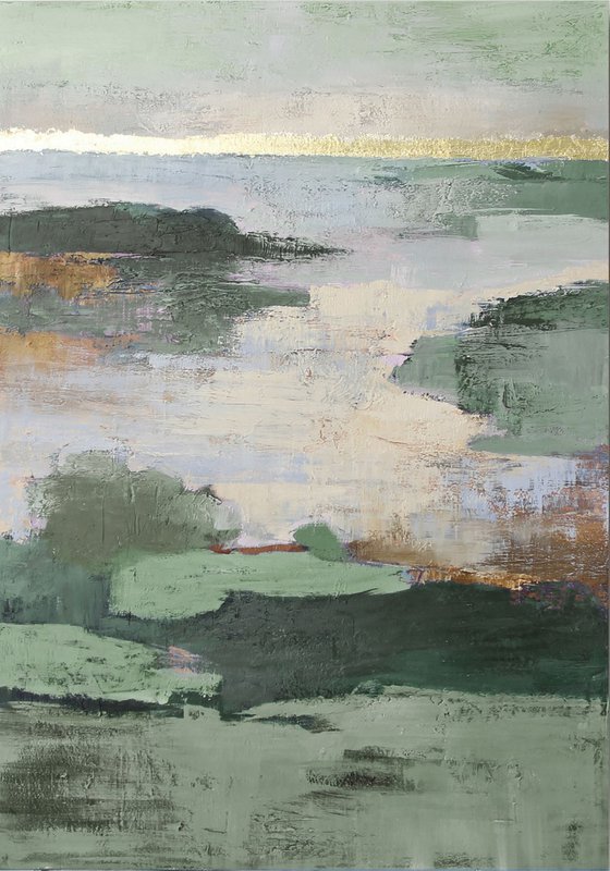 "Olive Estuary" Sage green abstract nature
