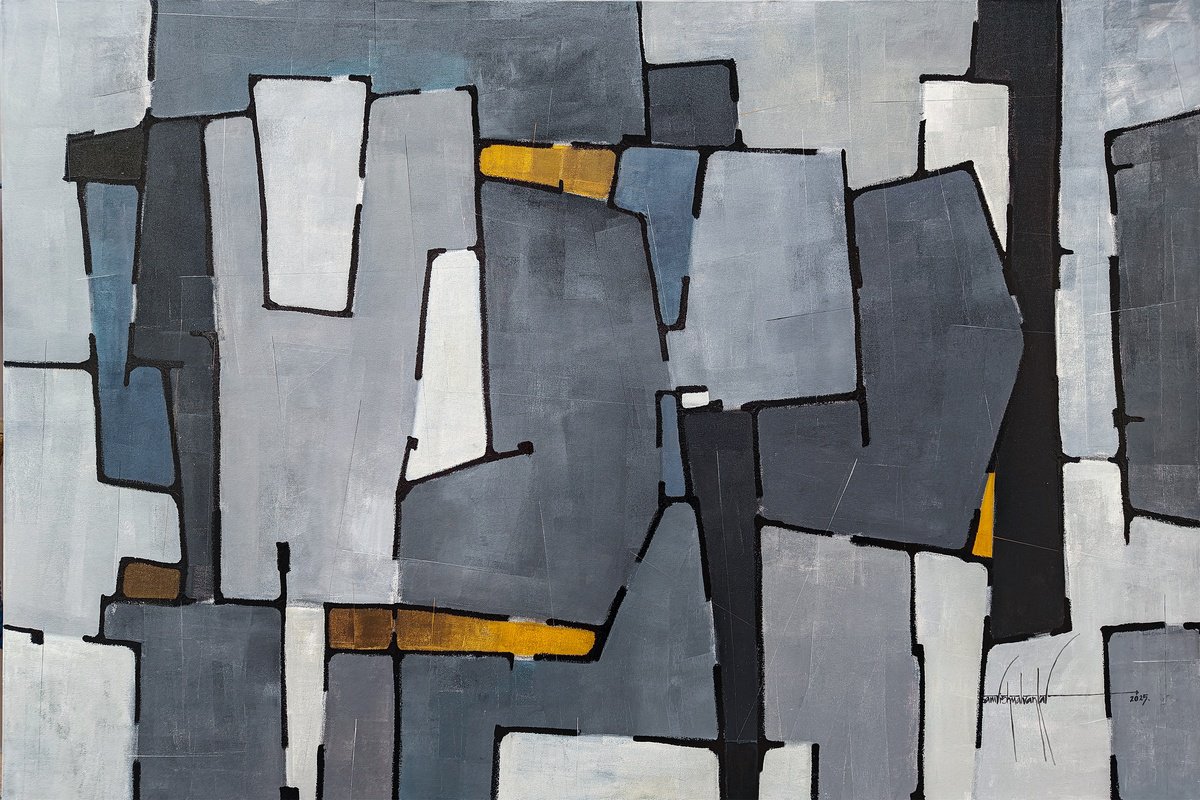 Abstract Painting By Amrish Malvankar, 72 X 48, The Measured Pause, Original Artwork