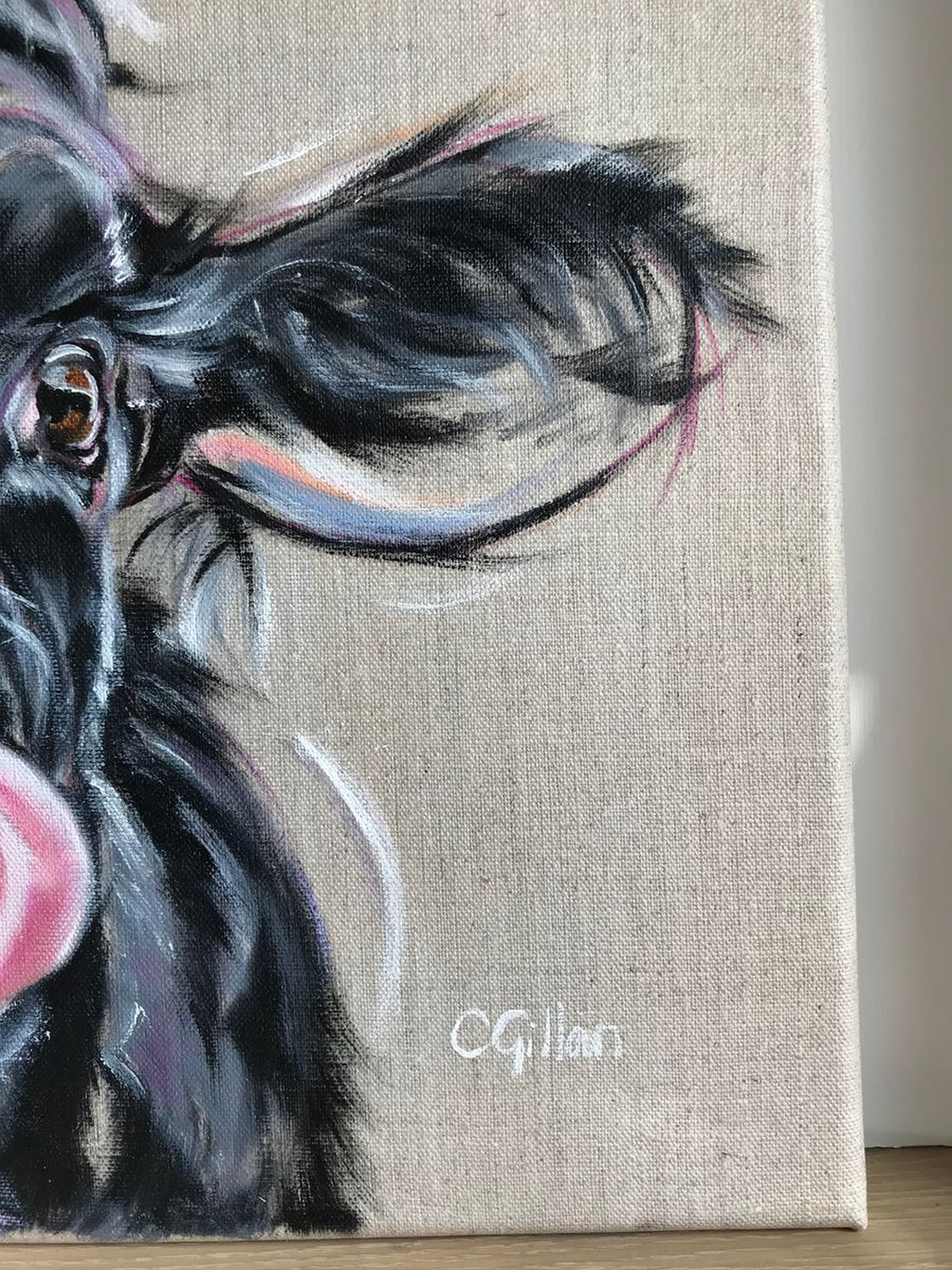 Yum Yum Black Cow Calf Tongue Sticking Out Orig Artfinder