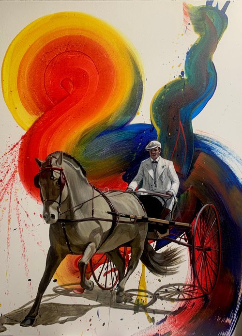 rainbow, horse racing by Anzhelika Klimina