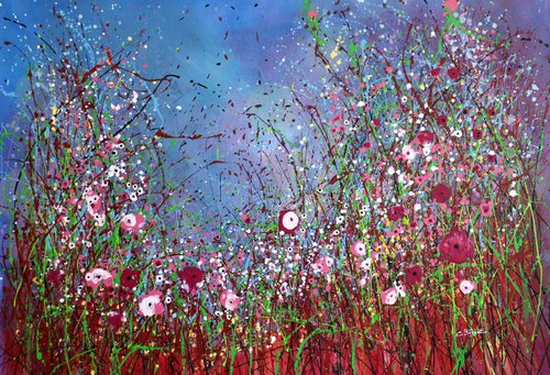 "Fresh New Day" - Extra Large original abstract floral painting by Cecilia Frigati