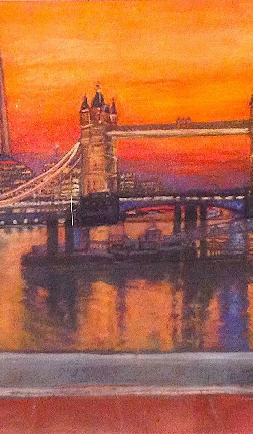 View of Tower Bridge from my window by Patricia Clements