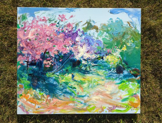 Spring inspiration . Lilac blooms | Summer garden | Original oil painting