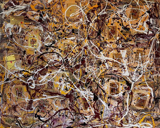 -24K Gold Foil Poker Playing Cards- Abstract expressionism JACKSON POLLOCK style enamel on canvas.