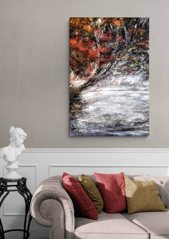 Melancholic Autumn 70x100cm Abstract Textured Painting