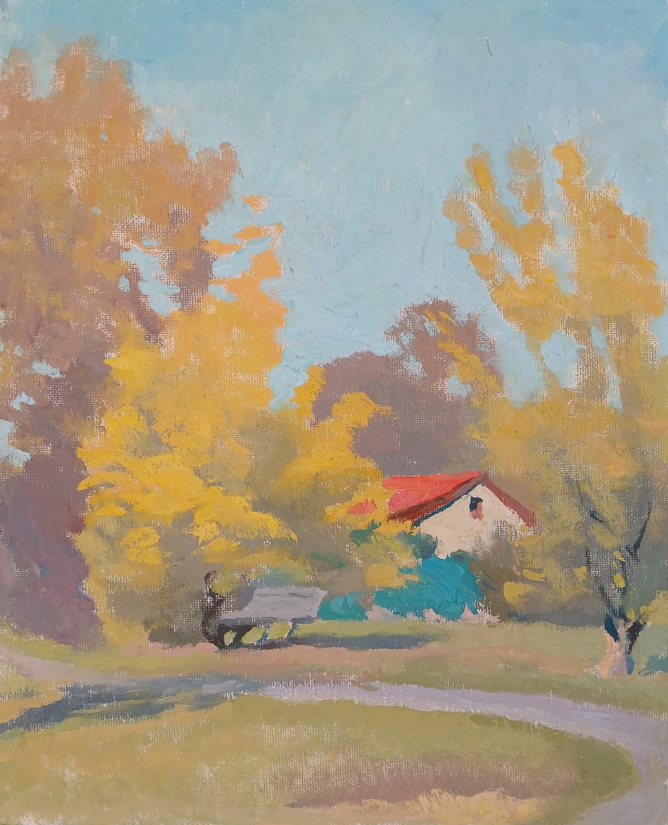 Impressionistic Landscape Oil Painting By Vasyl Koval, 9 X 12", Spring Serenity, Original Artwork