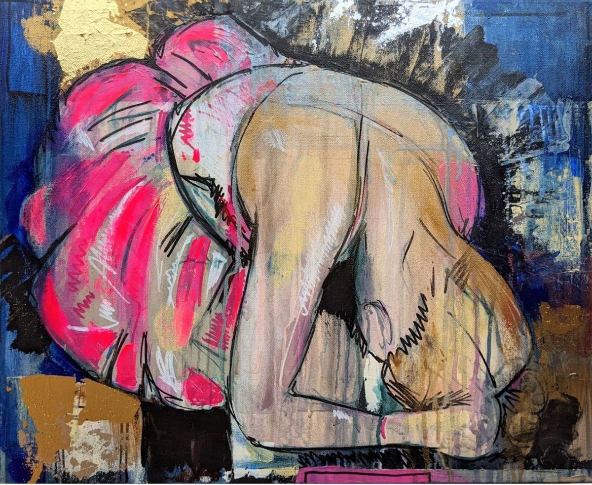 Urban And Pop Portrait Acrylic Painting By Dianne Bowell, 22 X 18, Shelter Spirit, Original Artwork