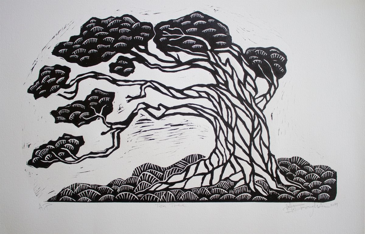 linoleum tree prints