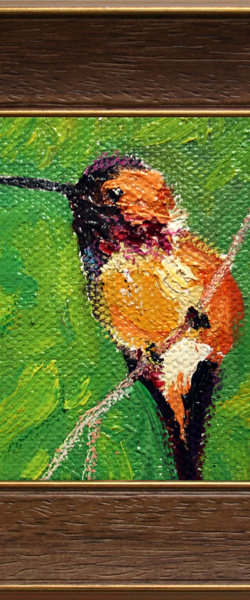 BIRD / framed / FROM MY A SERIES OF MINI WORKS BIRDS / ORIGINAL PAINTING by Salana Art Gallery