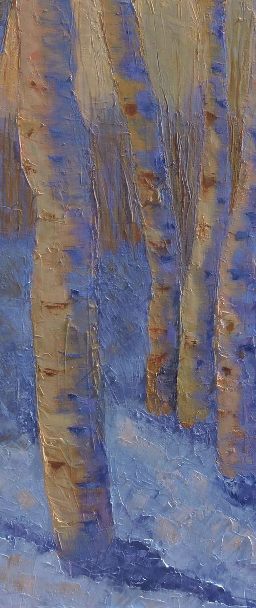 Aspen Trees in the Snow by Linda Mooney