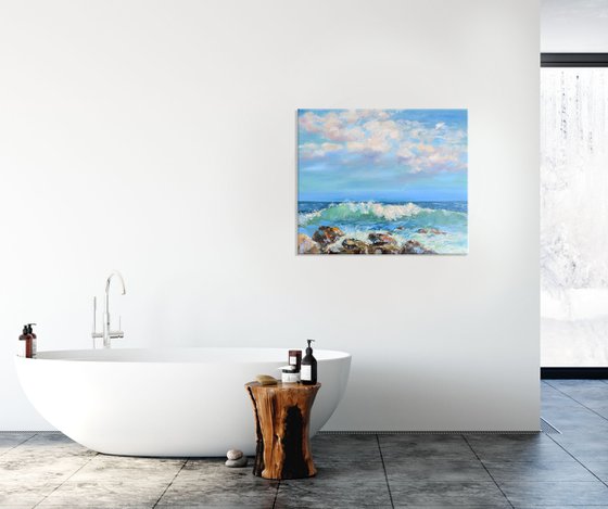 Sea oil painting, Seascape canvas art