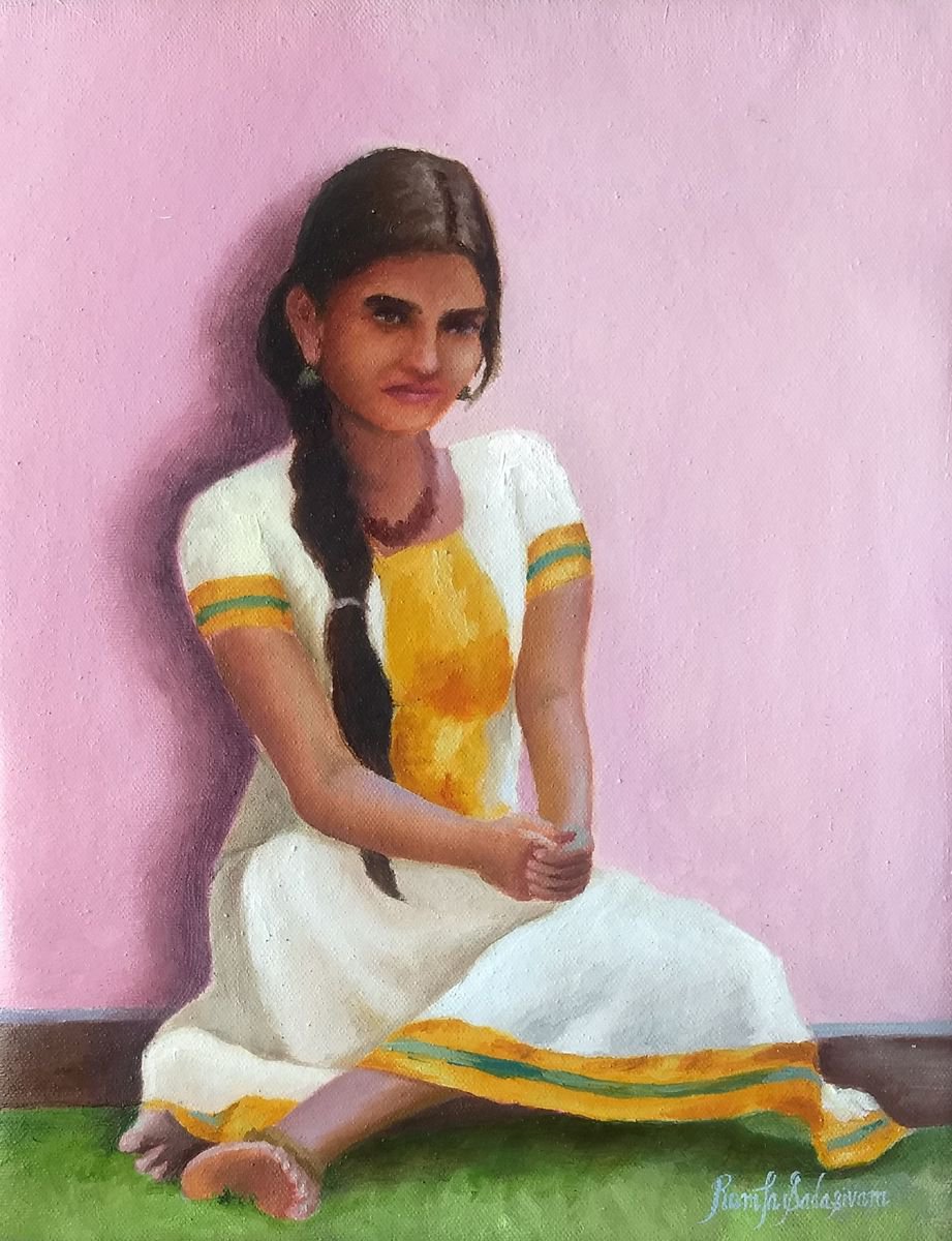 Kerala Girl Oil painting by Ramya Sadasivam | Artfinder