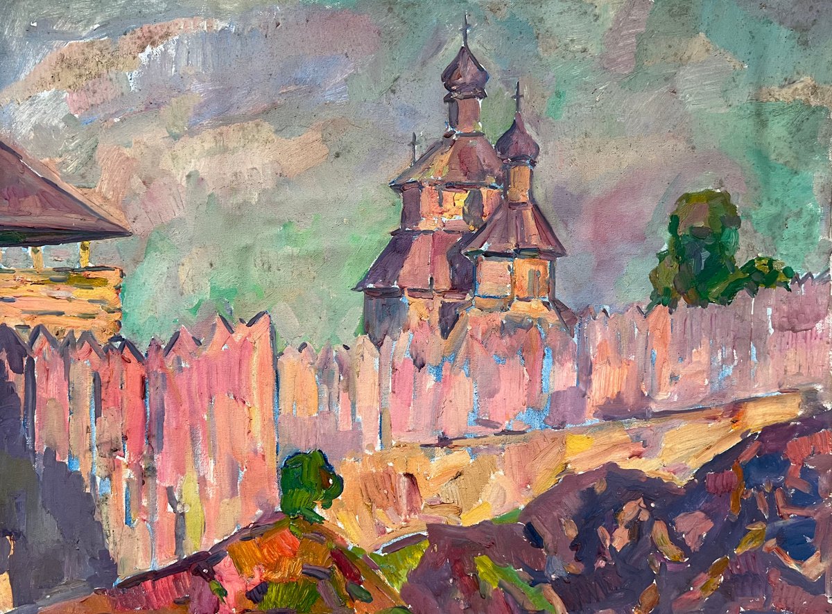 Impressionistic Landscape Oil Painting By Peter Tovpev, 24 X 31", Outline Of Domes, Original Artwork