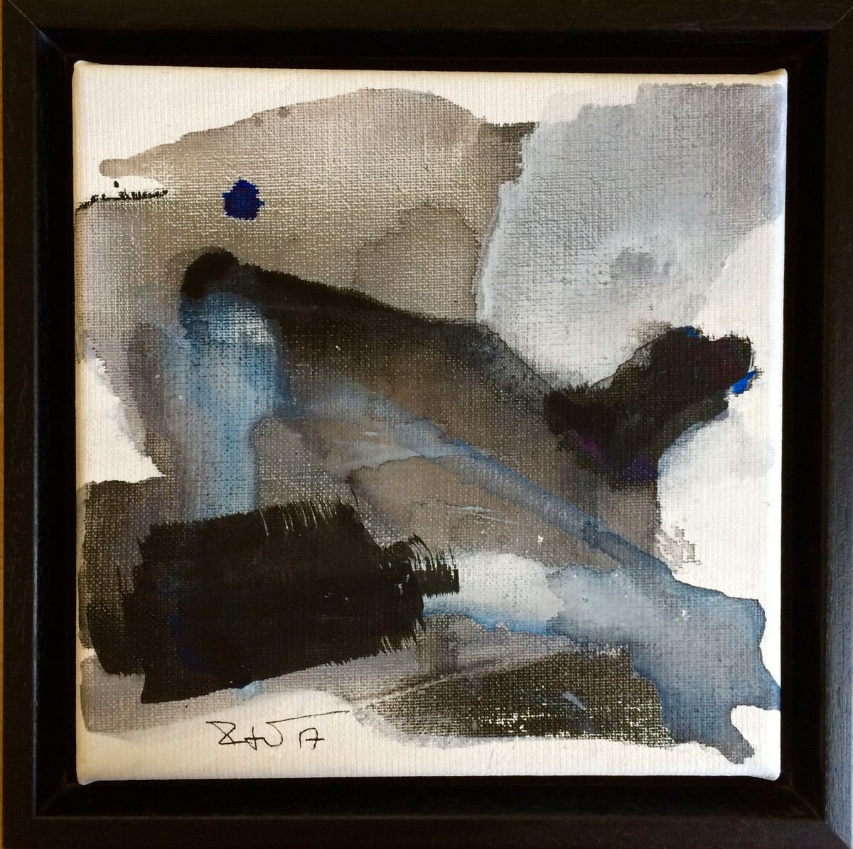 Little Blue Moon in Grey Clouds I Abstract Artwork by Gesa Reuter