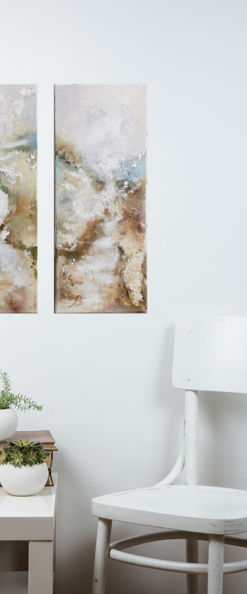 Original abstract canvas art, Neutral abstract painting, Set paintings by Annet Loginova