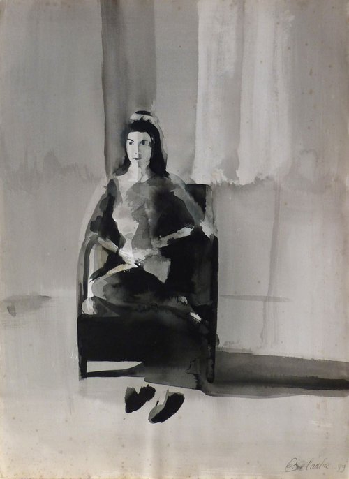 Elizabeth, ink on paper 76x56 cm by Frederic Belaubre