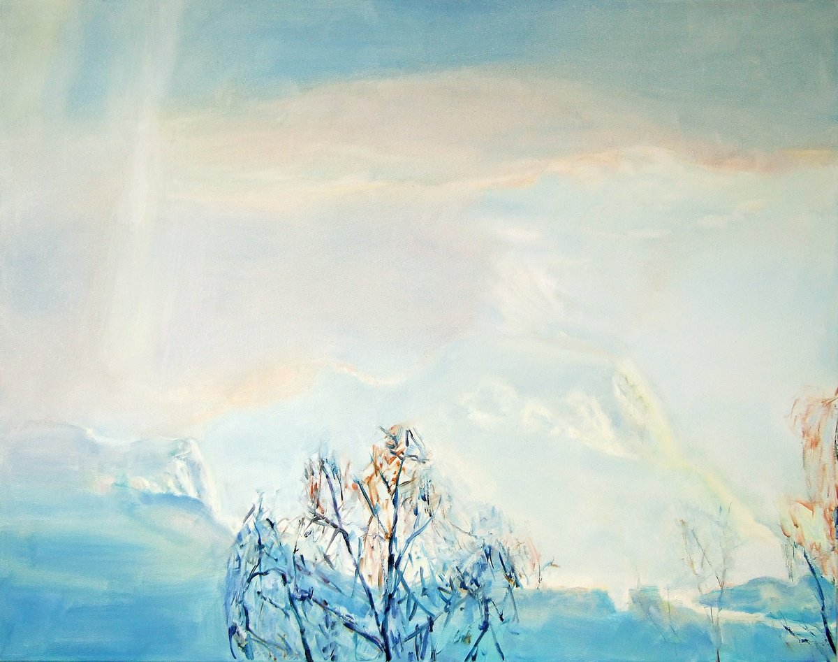 Organic Landscape Oil Painting By Sebastian Rudko, 35 X 28", Window View, Original Artwork